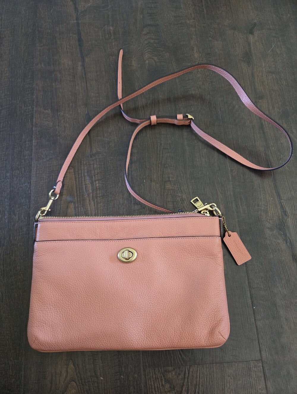 Coach Polly C3376 Rouge Pebbled Leather Crossbody Handbag Shoulder